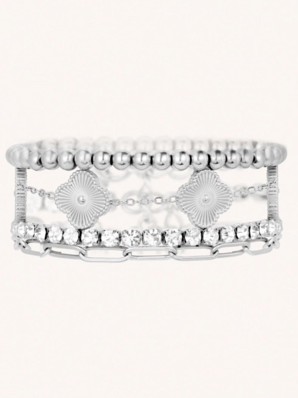 Victoria Emerson Multi-Row Decorative Bracelets in Silver, New in Bag